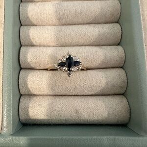 14K Yellow Gold Diamond and Sapphire Cocktail Ring